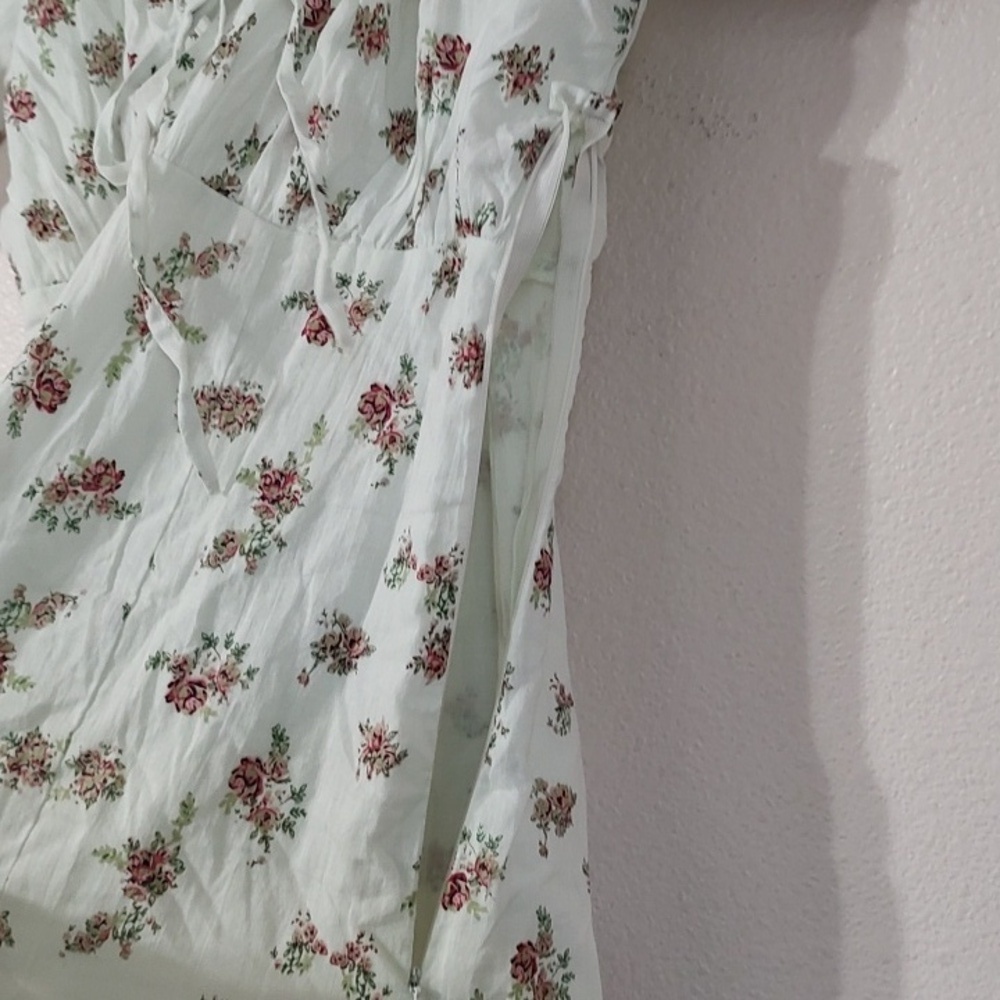 Asos Wednesday's Girl Midi Milkmaid Tea White Floral Dress Size XXS - Picture 6 of 8